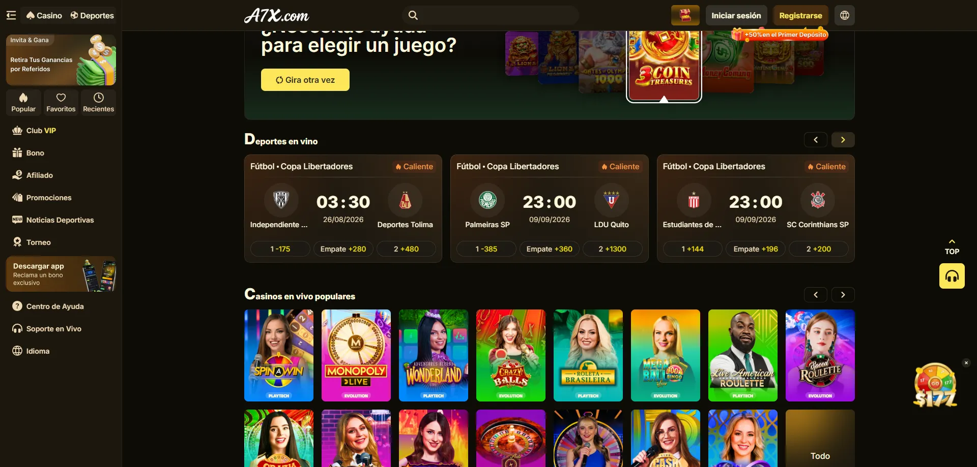 Promociones y bonos deportivos en A7X Casino Sportsbook 2026